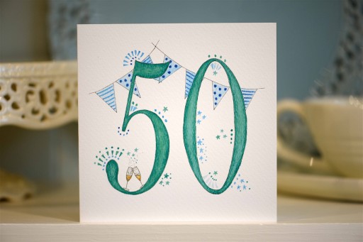 Hand drawn 50th birthday card